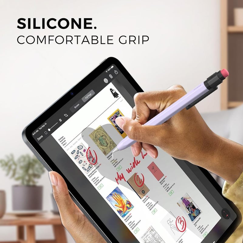 TRONWIN Apple Pencil USB C Case,Silicone Sleeve Protective Cover Perfect Grip Skin Classic Design with Sturdy Clip Compatible with Apple Pencil USB-c for ipad pro (Lavender) - Image 5